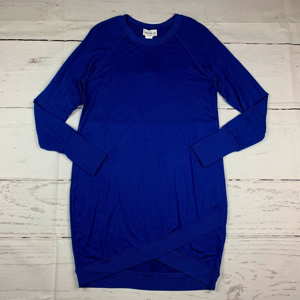 For The Republic Denim NWT womens M blue long sleeve french terry tunic dress